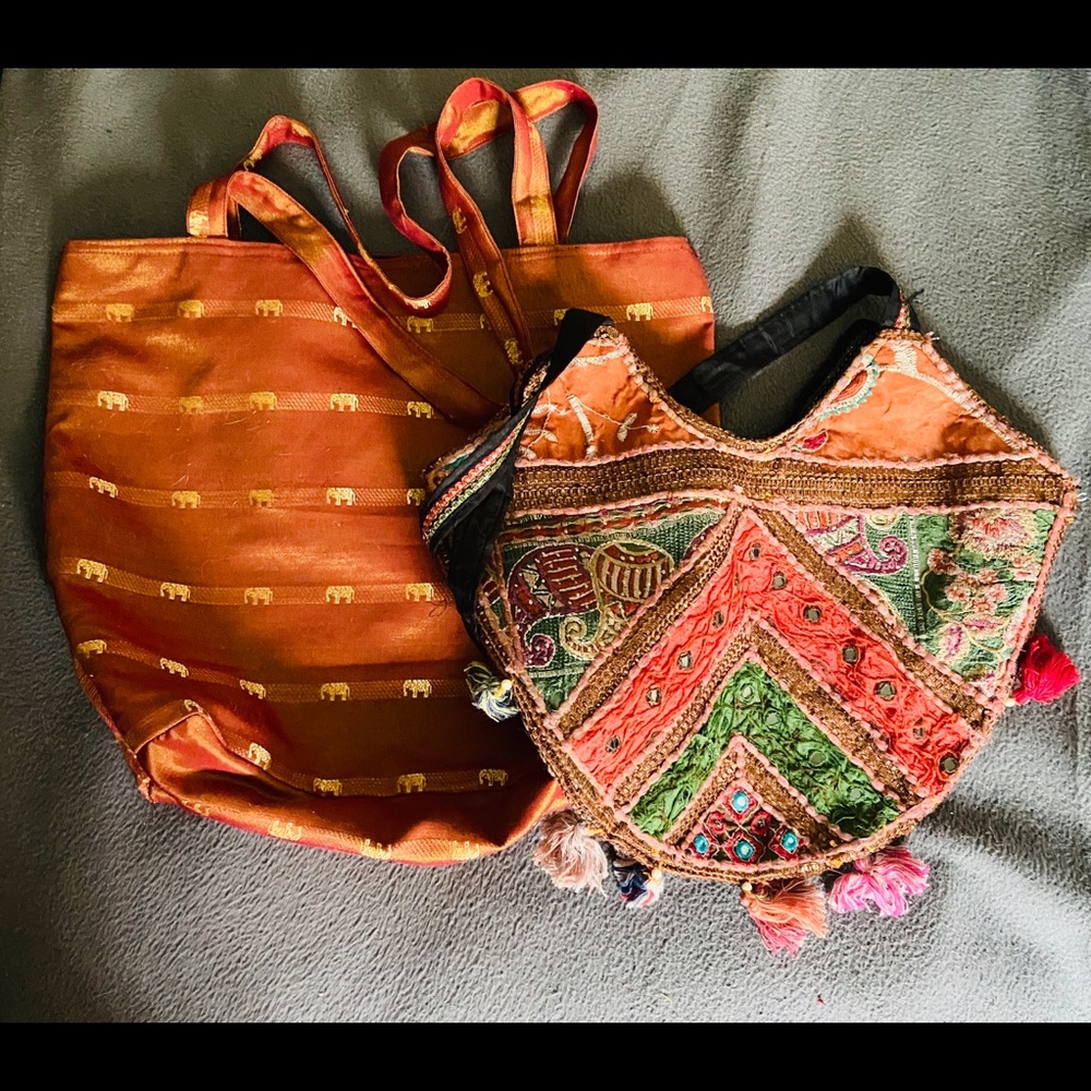 Set of 2 textile Pakistani tote bags - Picture 1 of 5